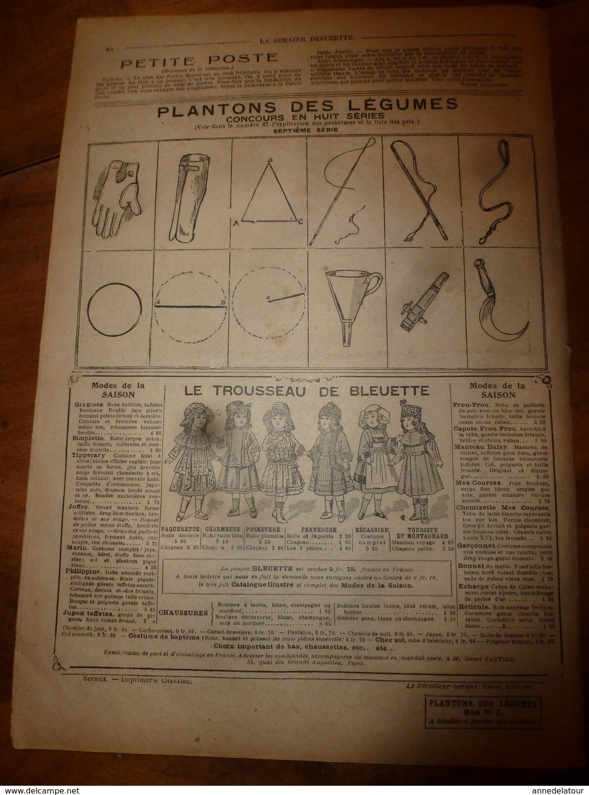 1917 La Robe Tachée De Madeleine Dumont;Plantons Des Légumes Avec La Guerre Pour Nous Préserver De La Faim ; Etc (LSDS) - La Semaine De Suzette