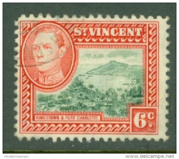 St Vincent: 1949/52   KGVI    SG169a     6c   Green &amp; Scarlet      Used - St.Vincent (...-1979)