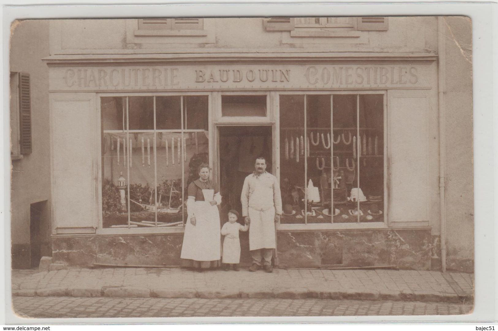 1 Carte Photo à Situer ? " Charcuterie Baudouin " - Zu Identifizieren