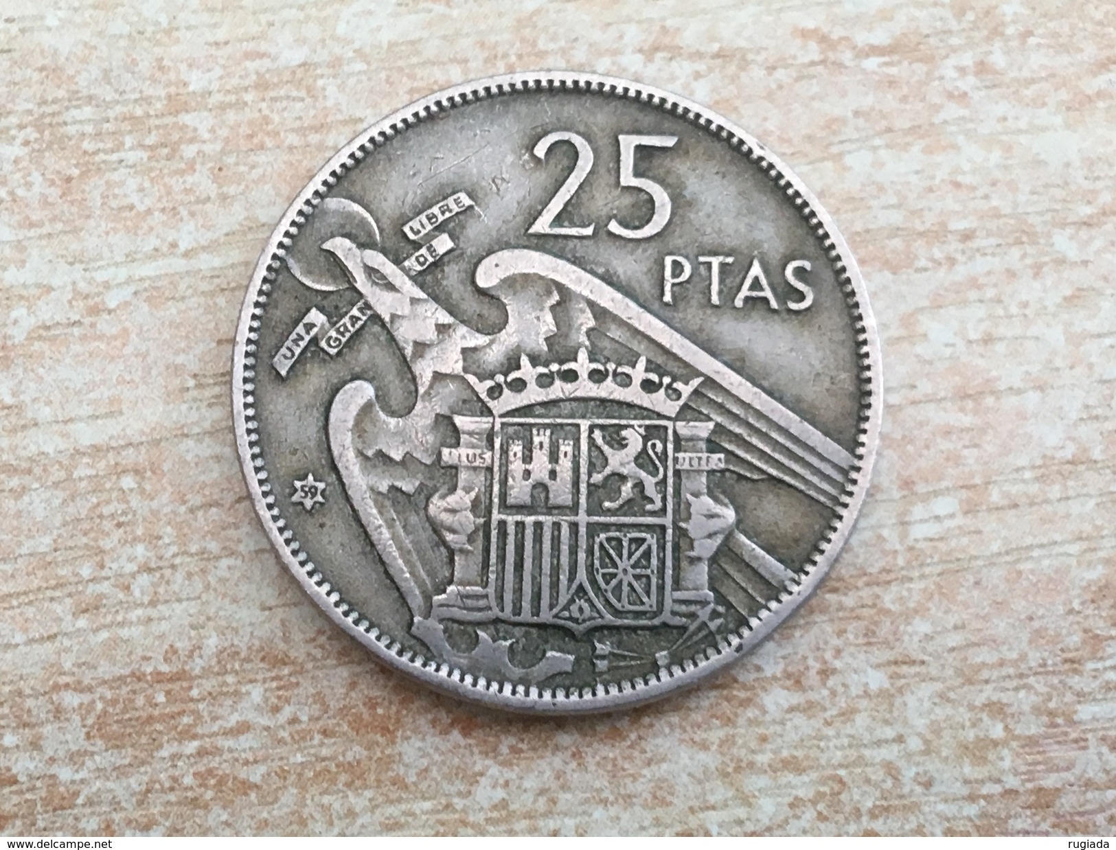 1957 (59) Spain Espana 25 Pesetas Coin - VF Very Fine - 25 Pesetas