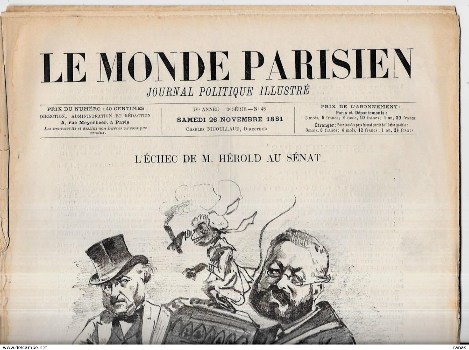 Revue Le Monde Parisien 1881 Orgue De Barbarie Gambetta Bismarck Jeu De Cartes Playing Cards Voir Scans - Magazines - Before 1900