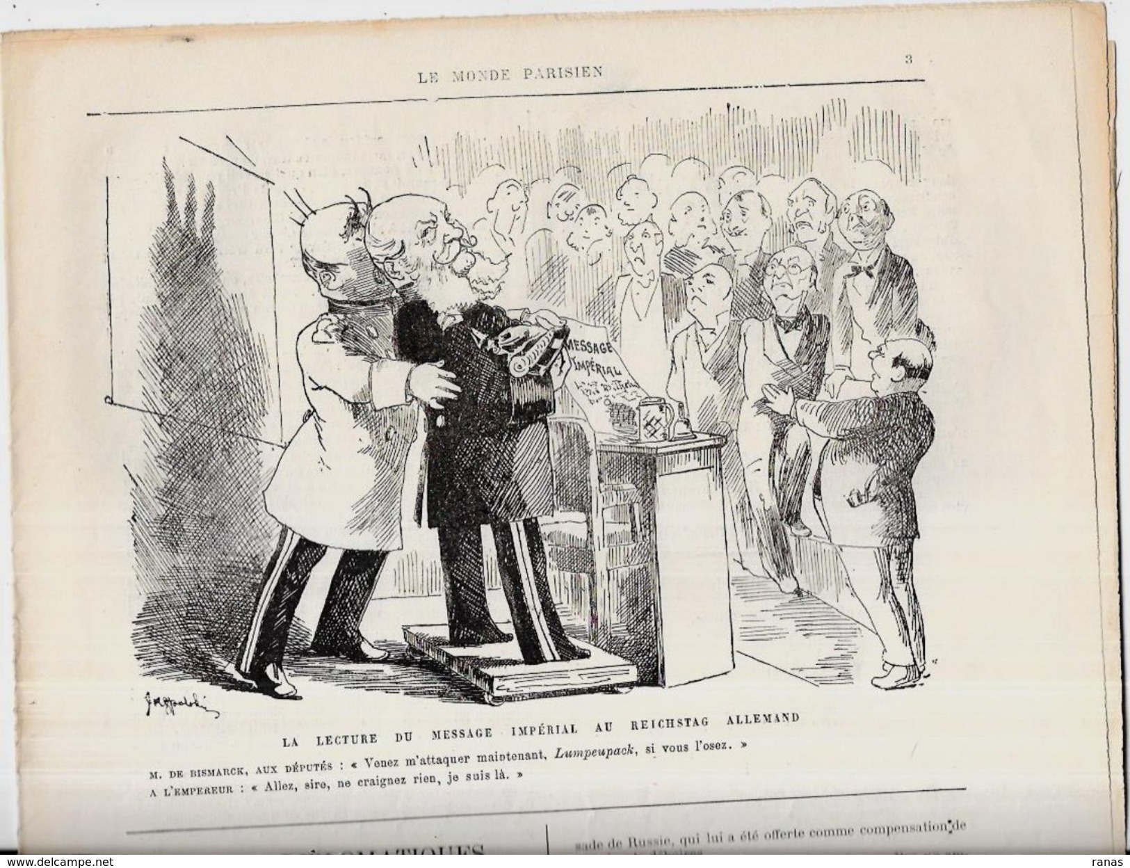 Revue Le Monde Parisien 1881 Orgue De Barbarie Gambetta Bismarck Jeu De Cartes Playing Cards Voir Scans - Magazines - Before 1900