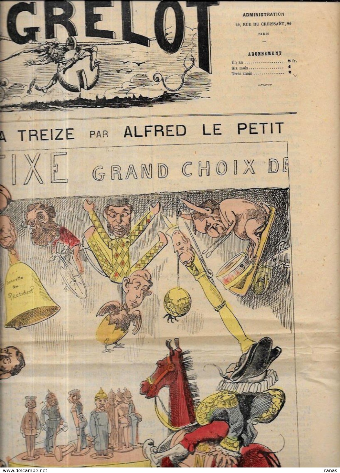 Revue Le Grelot 1872 épiphanie Galette Gateau Des Rois Fève Alfred Le Petit Bertall - Zeitschriften - Vor 1900