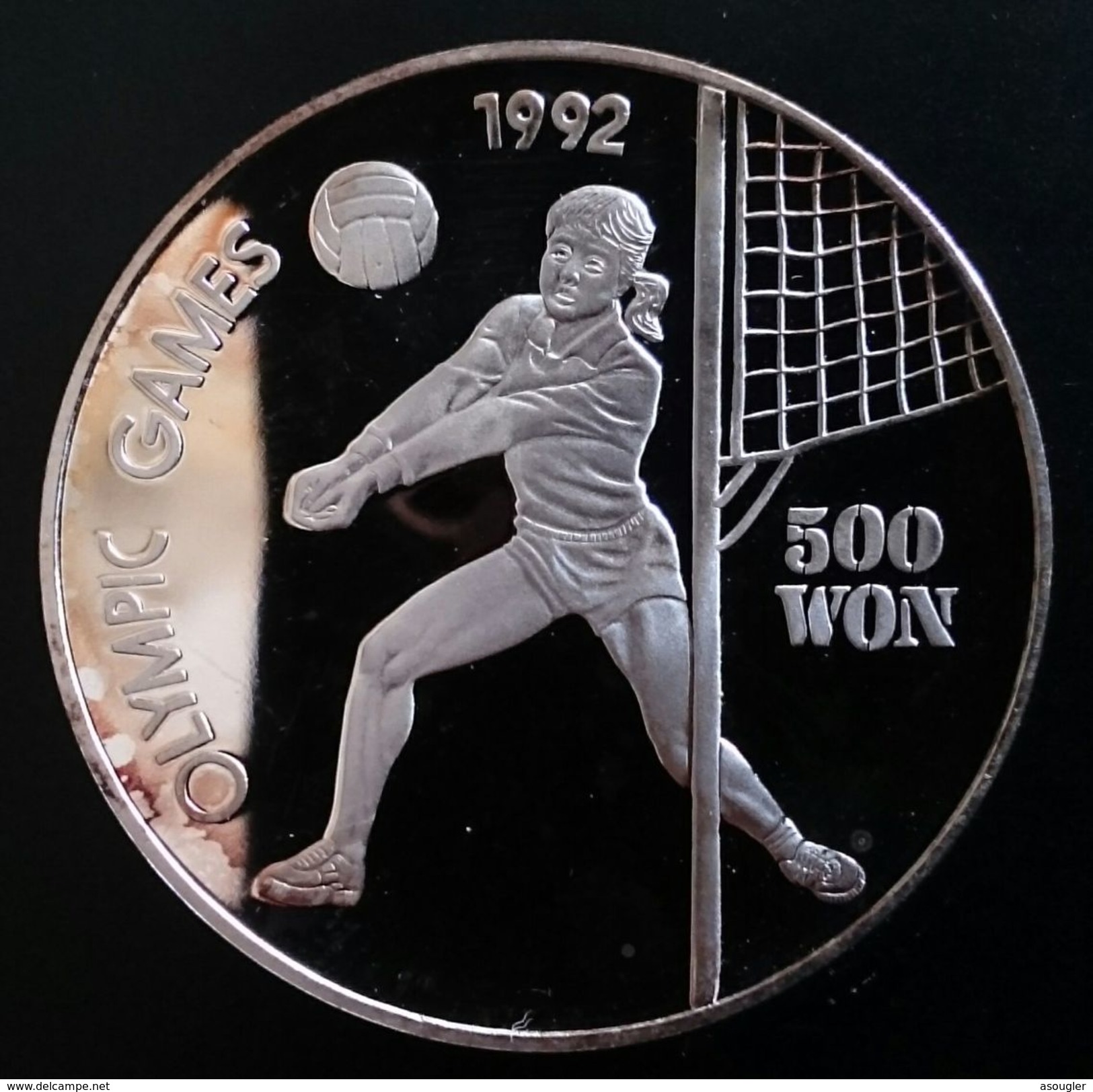 NORTH KOREA 500 WON 1991 SILVER PROOF "Olympic Games 1992"  Free Shipping Via Registered Air Mail - Korea (Nord-)