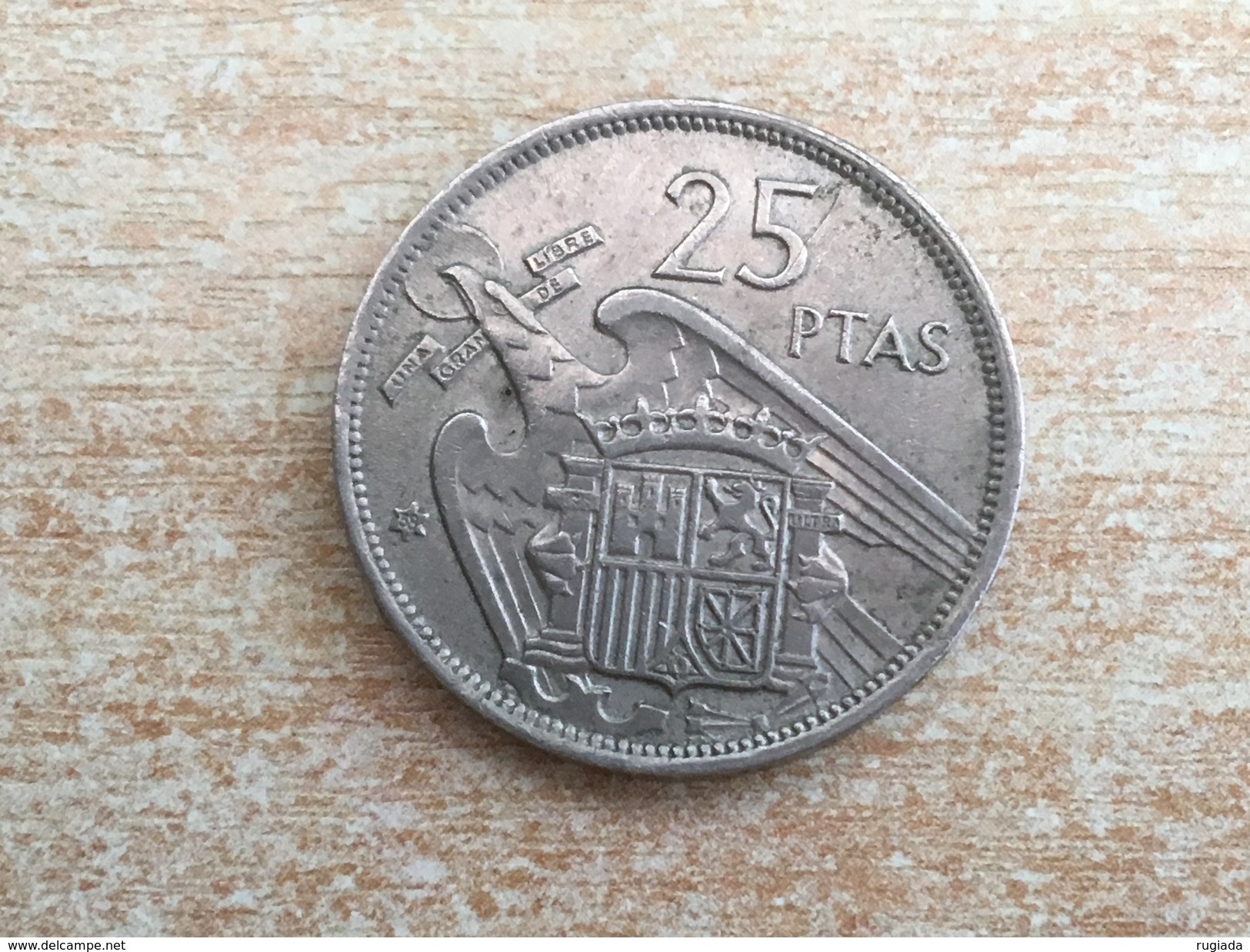 1957 (58) Spain Espana 25 Pesetas Coin,  VF/Ex Very Fine, Ex Fine - 25 Pesetas