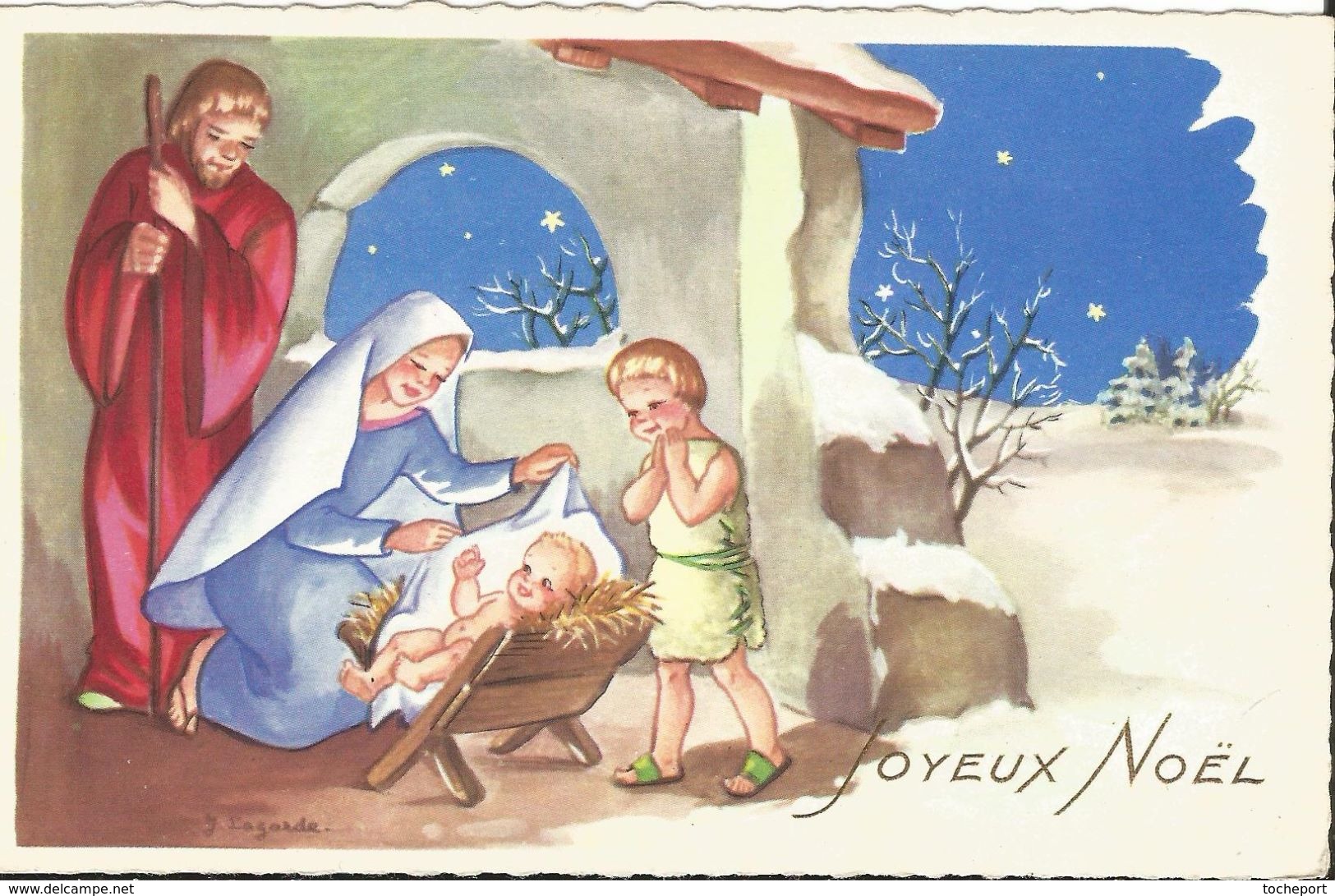 JOYEUX NOEL WEIHNACHTEN CHRISTMAS  ILLUSTRATEUR LAGARDE CRECHE  ENFANT KINDER - Autres & Non Classés