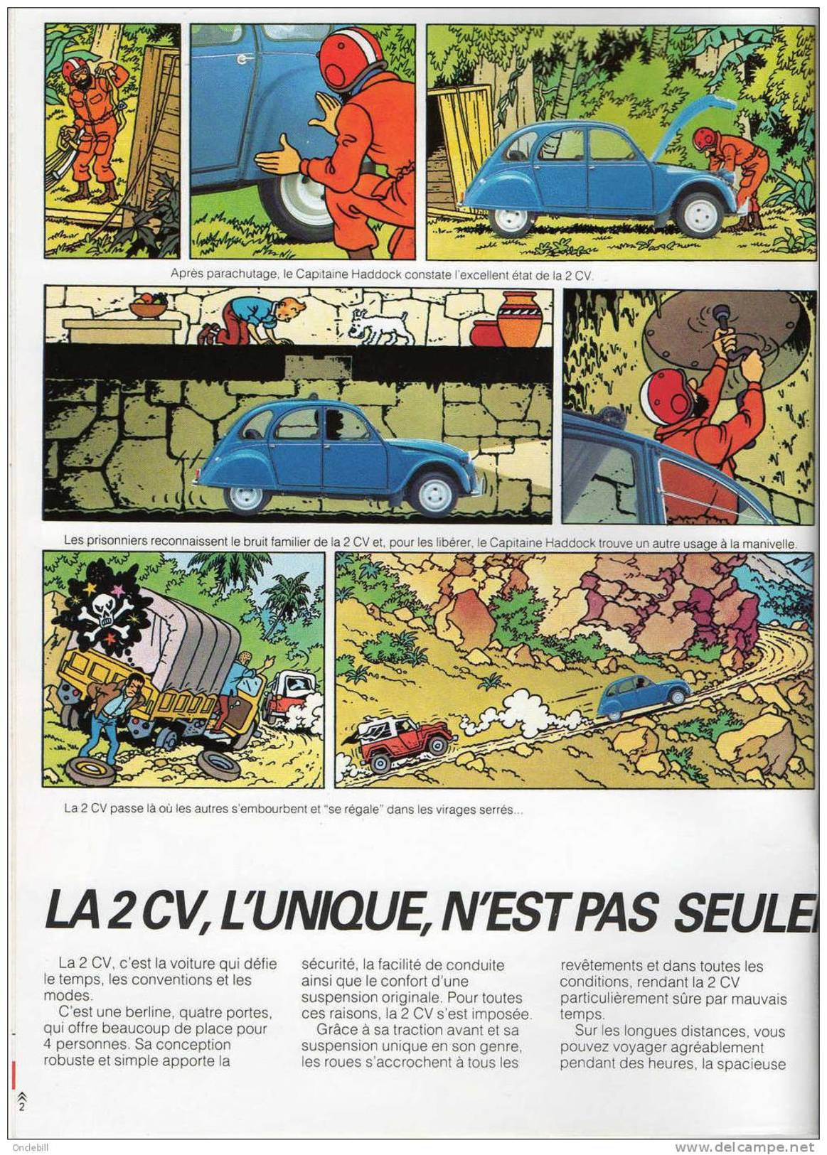 TINTIN Les Aventures De La 2 CV Brochure Publicitaire Citroen 8 Pages 1985 Publicité 2CV Format 21x27 état Superbe - Tim Und Struppi (Tintin)