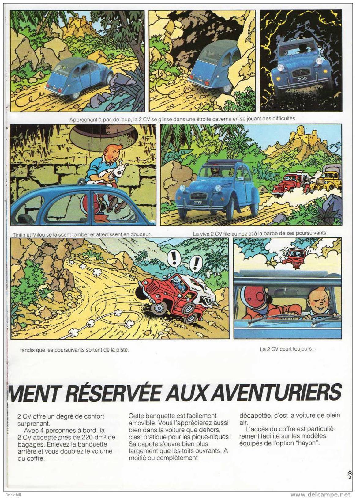 TINTIN Les Aventures De La 2 CV Brochure Publicitaire Citroen 8 Pages 1985 Publicité 2CV Format 21x27 état Superbe - Tim Und Struppi