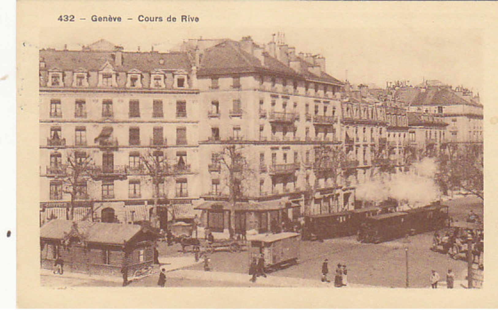 Genève - Cours De Rive Avec Tram Vapeur - 1913        (P-99-30305) - Genève