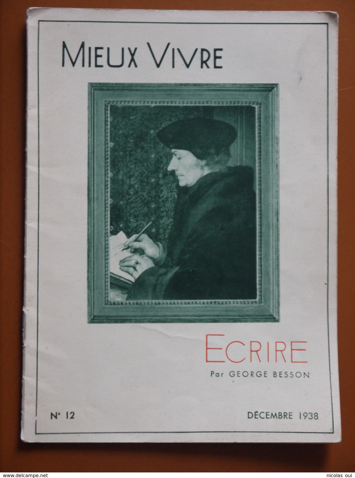 ECRIRE   MIEUX VIVRE BESSON       DECEMBRE 1938 - Autres & Non Classés