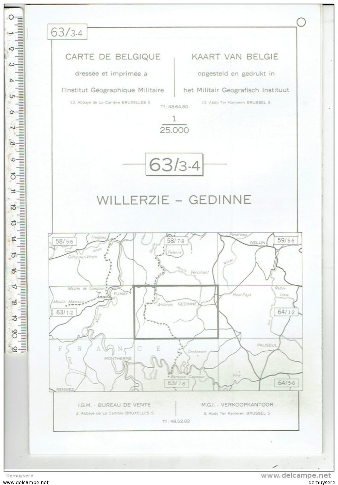 Belgique L'institut Geographique Militaire - Belgie Militair Geografisch Instituut - 63/3-4 Willerzie - Gedinne - Topographical Maps