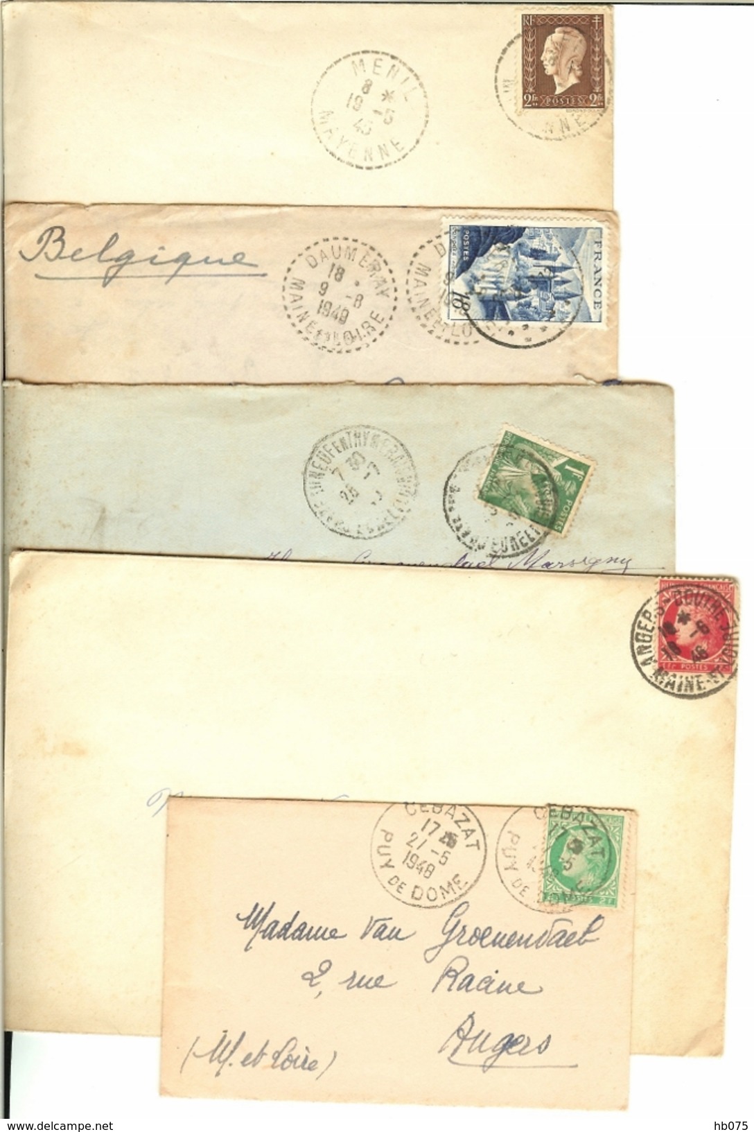 HB-P 229 FRANCE 5 Enveloppes De 1940 à 48 Iris-Cérès-Dulac-Conques à 5% De La Cote ! - 1921-1960: Période Moderne