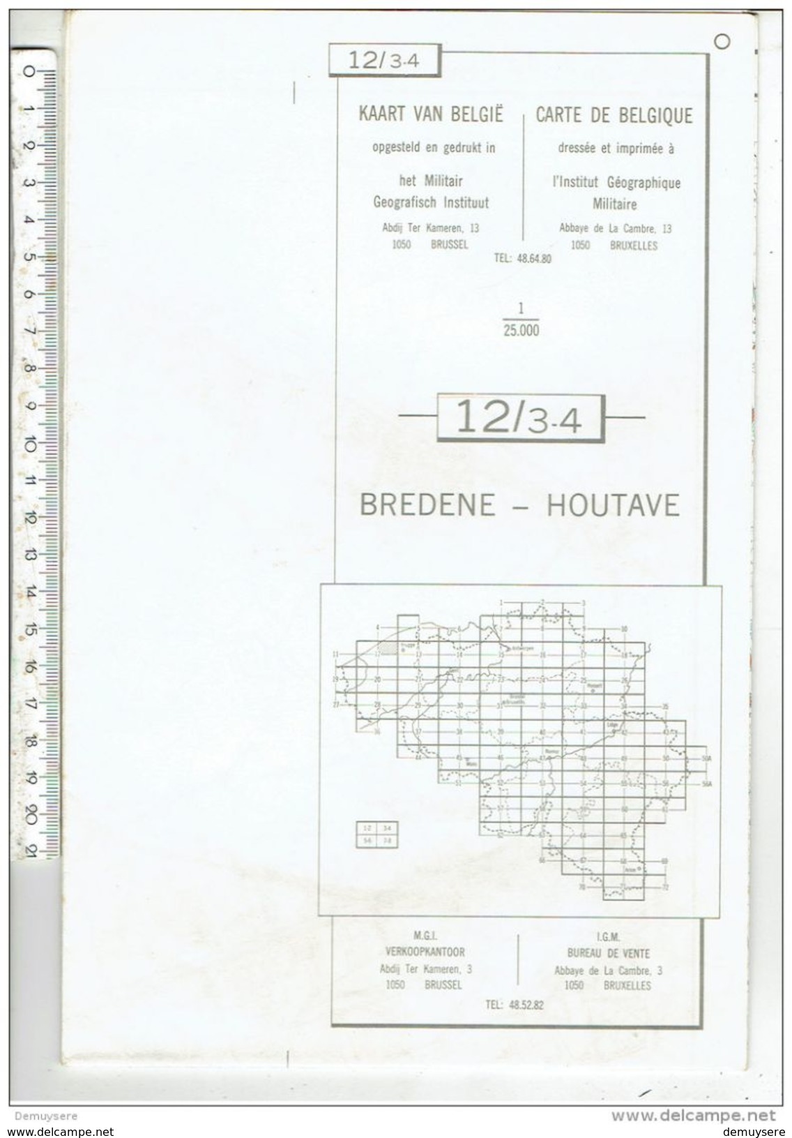 Belgique L'institut Geographique Militaire - Belgie Militair Geografisch Instituut - 12/3-4  Bredene - Houtave - Topographical Maps