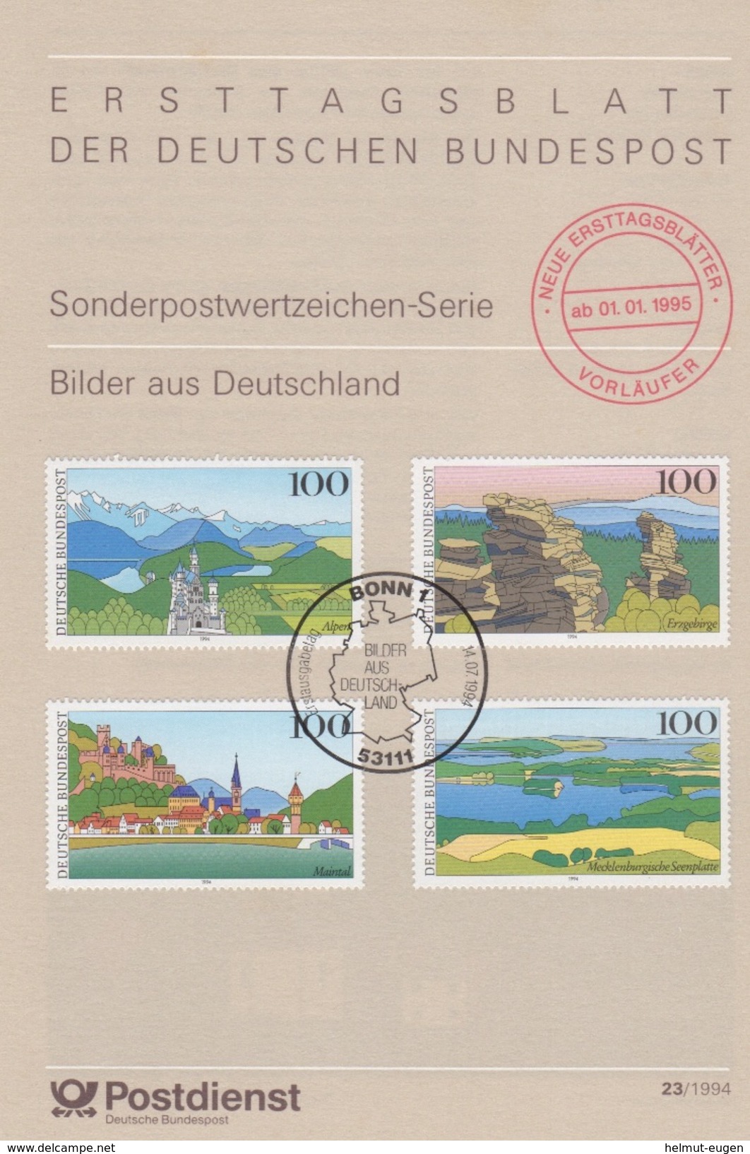 MiNr. 1742 - 1745 Deutschland Bundesrepublik Deutschland       1994, 14. Juli. Bilder Aus Deutschland (II). - 1991-2000