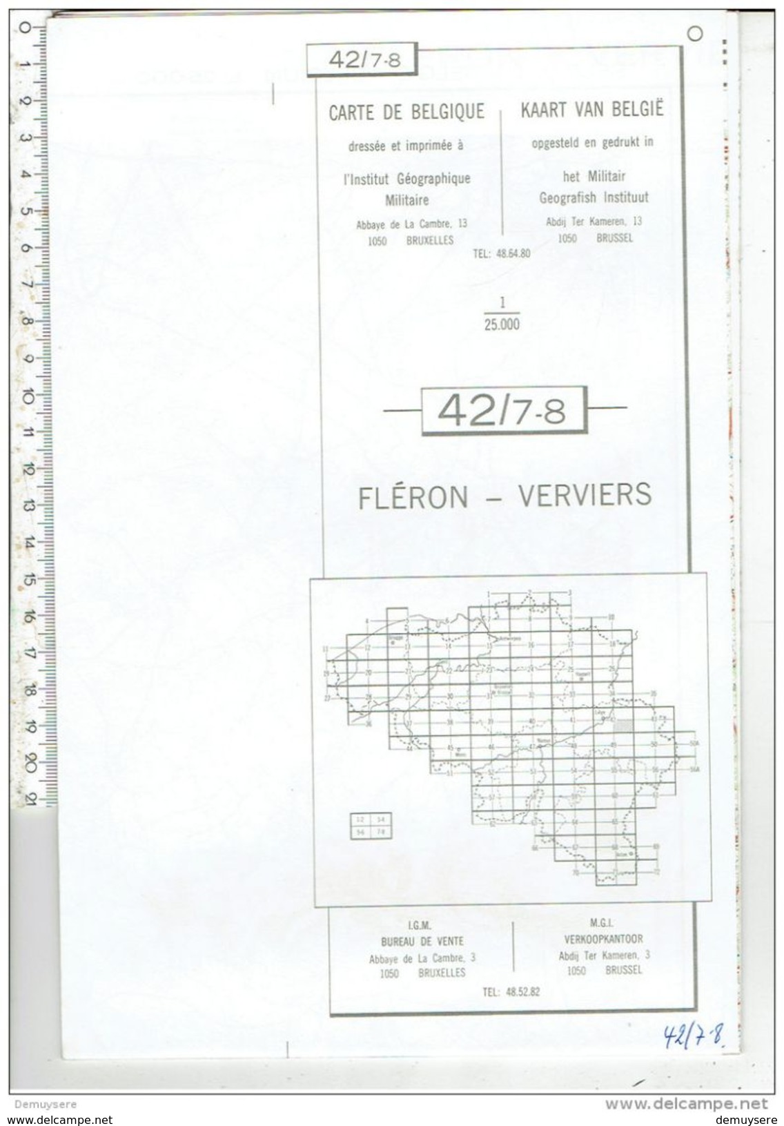 Belgique L'institut Geographique Militaire - Belgie Militair Geografisch Instituut - 42/7-8 Fleron - Verviers - Cartes Topographiques