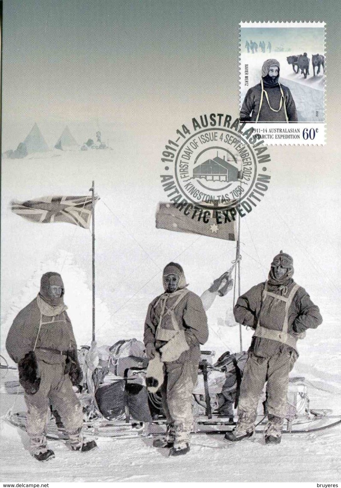 Entier Postal De 2012 Sur CP Avec Timbre "Centenaire Expédition En Antarctique - Xavier Mertz" - Oblit. PJ 4 Sept 2012" - Cartoline Maximum