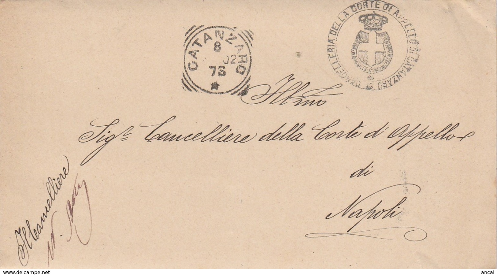 Catanzaro. 1902. Annullo Tondo Riquadrato CATANZARO + CANCELLERIA APPELLO CATANZARO + Testo, Su Lettera In Franghigia - Marcofilía