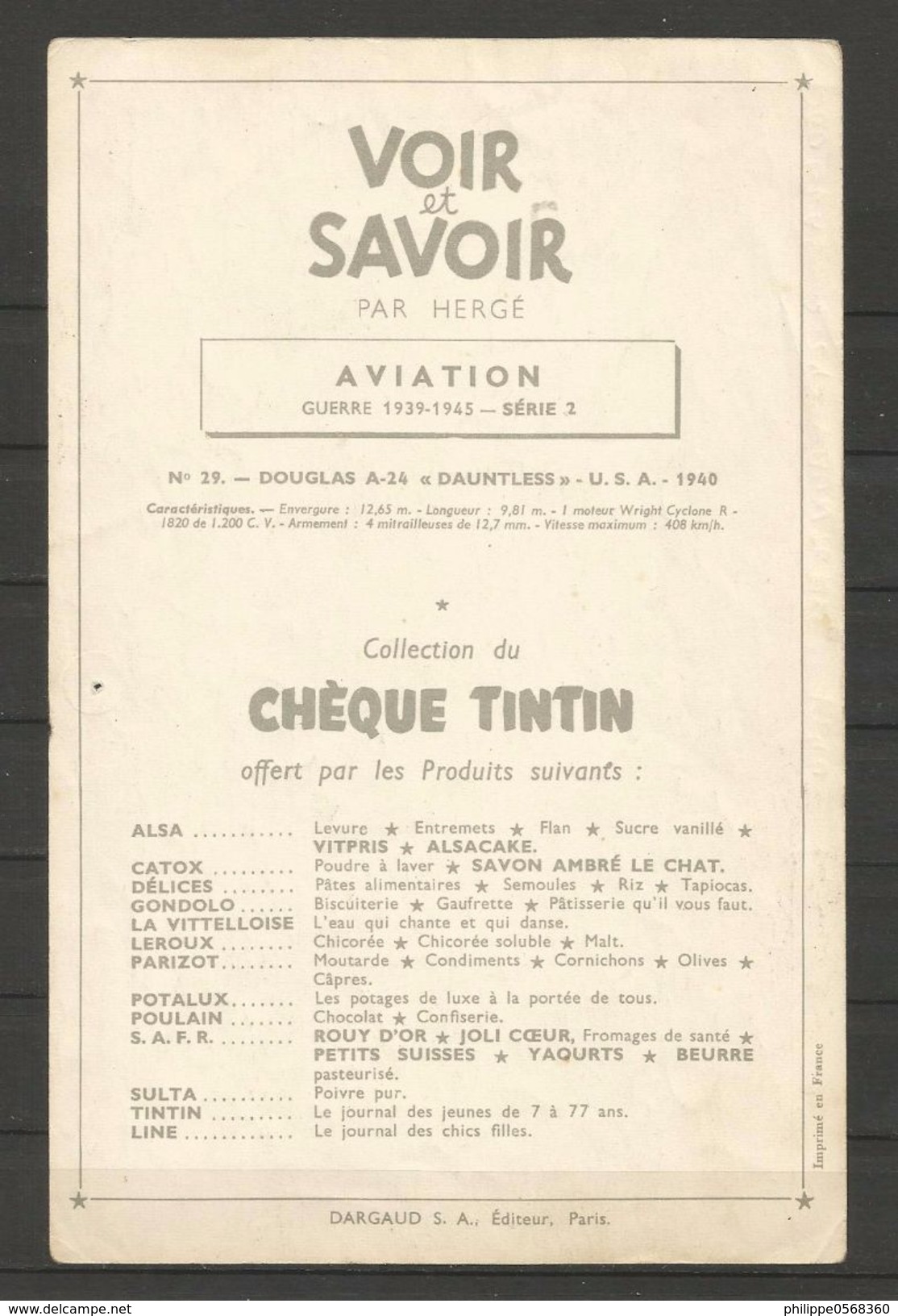 Chromos Tintin Collection "Voir Et Savoir" L'aviation De La Guerre 1939-1945 - Autres & Non Classés