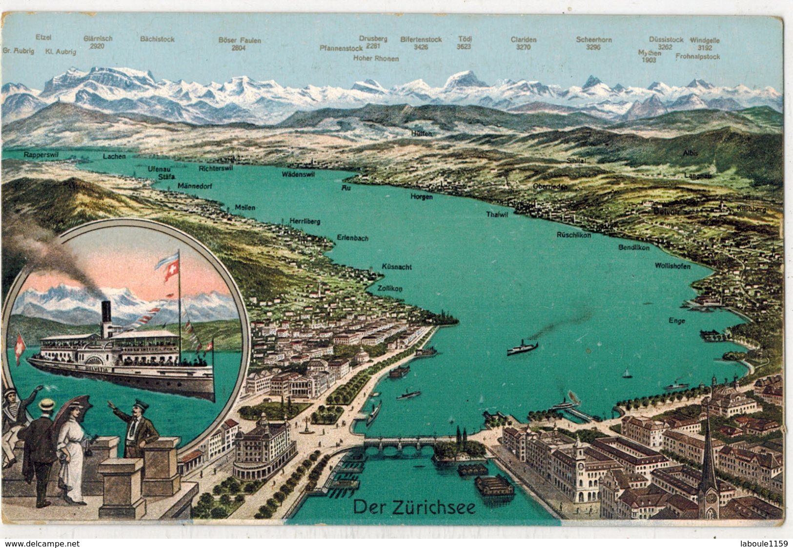 SUISSE ZURICH : Der Zürichsee Ed Wehrli Kilchberg Dos Préimprimé Navigation Sur Le Lac De Zurich Wädenswil Rapperswill - Kilchberg