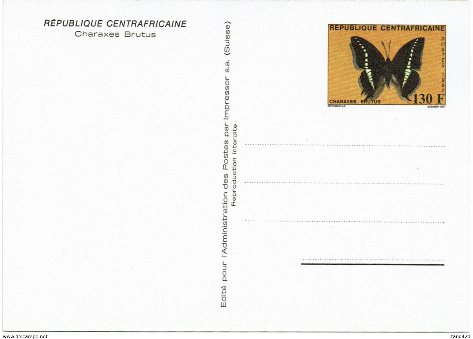 REP. CENTRAFRICAINE EP CP TYPE PAPILLONS SERIE DE 2 CP ACEP N°  1 ET 2 NEUVES COTE EUR 100 - Repubblica Centroafricana