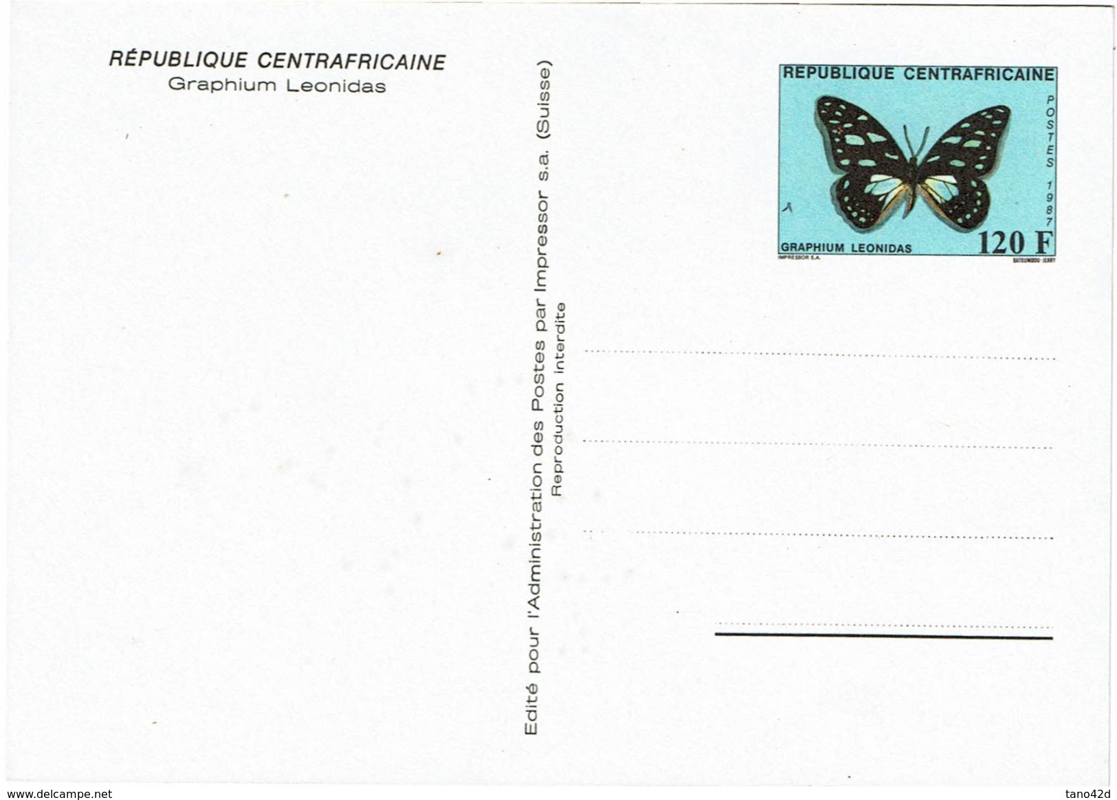 REP. CENTRAFRICAINE EP CP TYPE PAPILLONS SERIE DE 2 CP ACEP N°  1 ET 2 NEUVES COTE EUR 100 - Repubblica Centroafricana