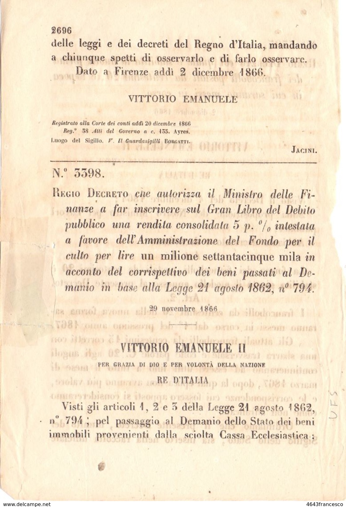 1864 DECRETO REGIO In Cui Si Stabilisce Forma Del Francobollo Da 20c  019 - Marcophilia