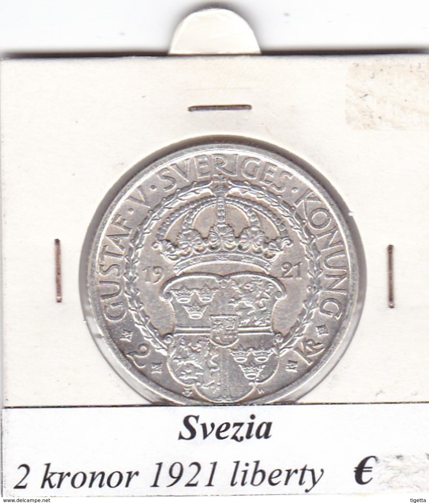 SVEZIA   2  KRONOR  ANNO 1921  COME DA FOTO - Svezia