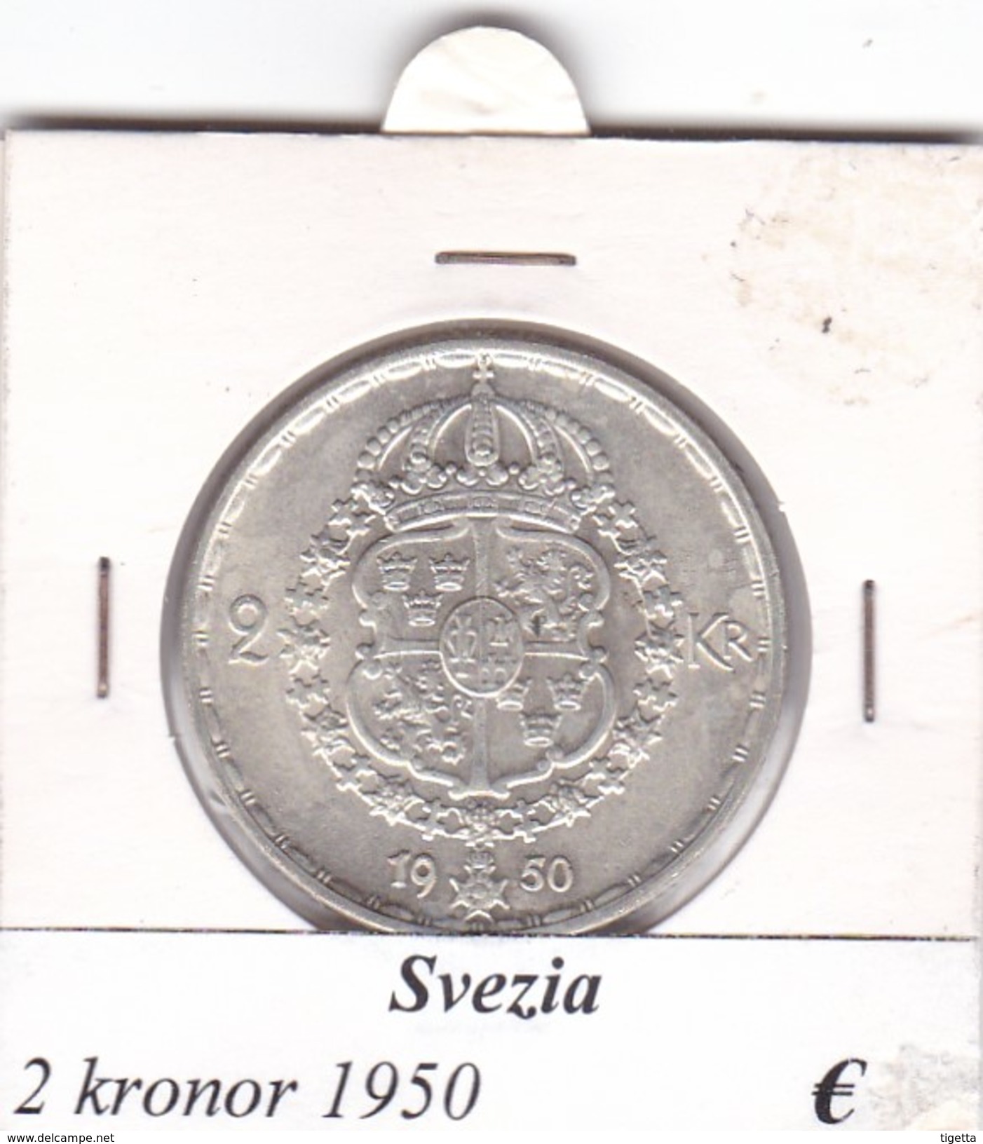 SVEZIA   2  KRONOR  ANNO 1950  COME DA FOTO - Svezia