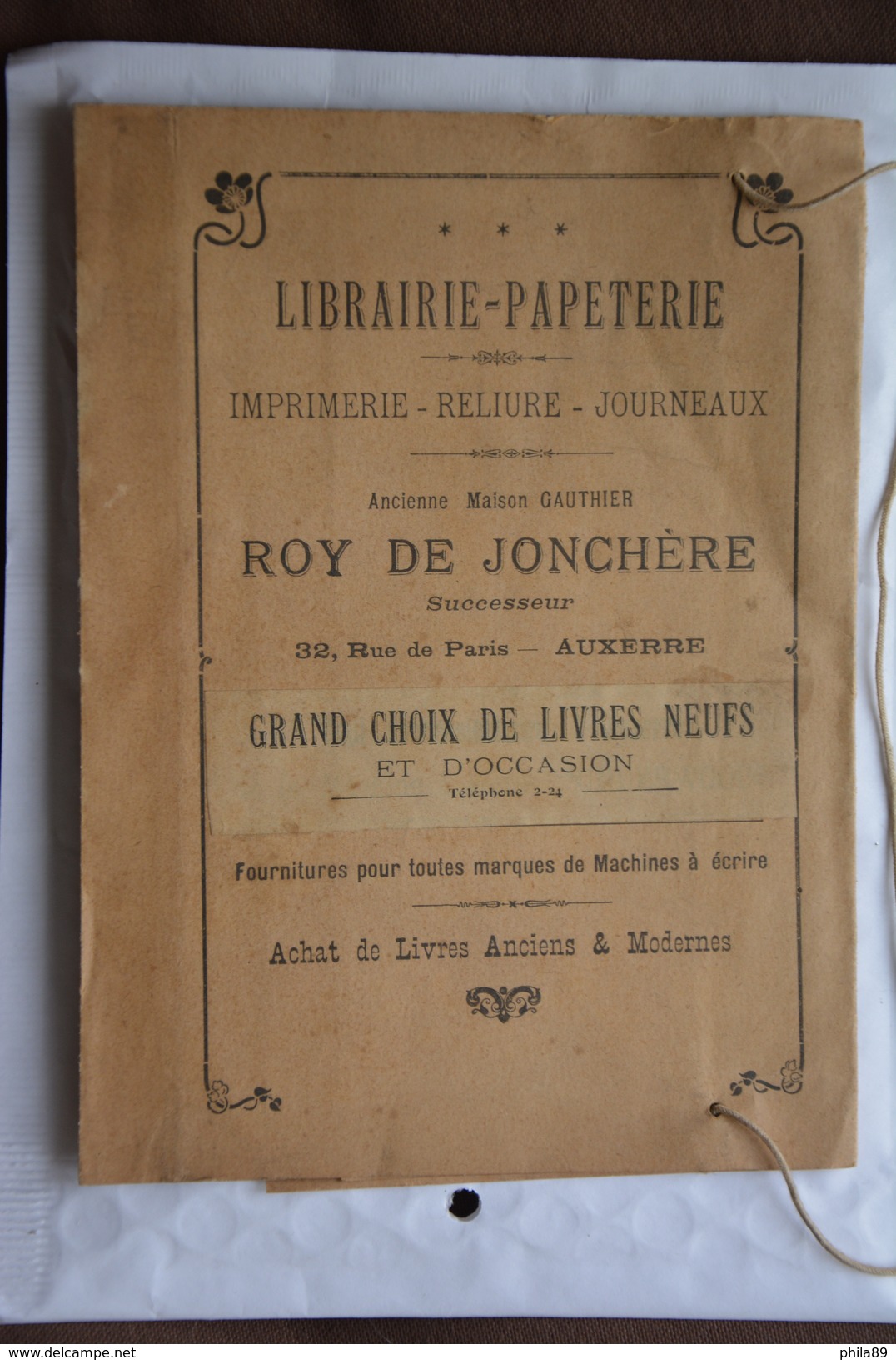 Protege Livre??librairie-papeterie Roy De Jonchere-32 Rue De Paris A AUXERRE-voir Scans - Stamperia & Cartoleria