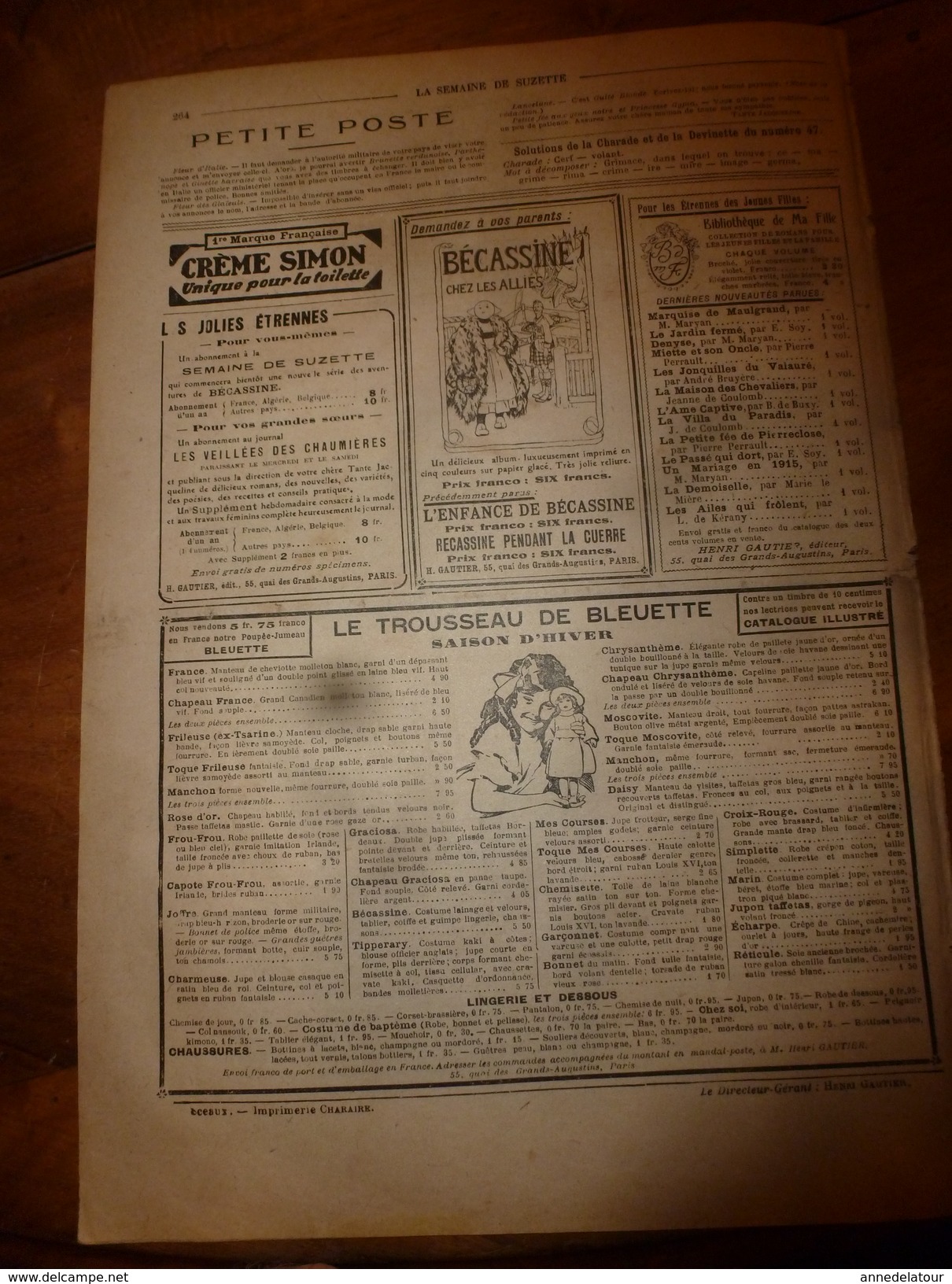 1917 Les étrennes D'une Enfant Gâtée ; Etc (LSDS)  LA SEMAINE DE SUZETTE - La Semaine De Suzette