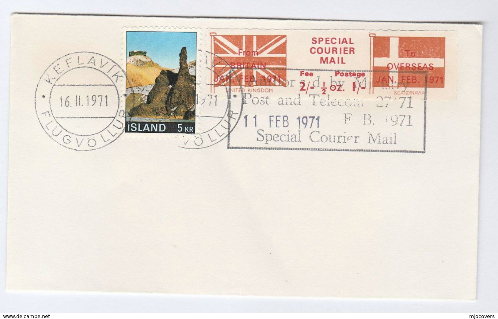 1971 ICELAND Stamps COVER With GB POSTAL STRIKE COURIER MAIL LABEL  Great Britain - Cinderellas