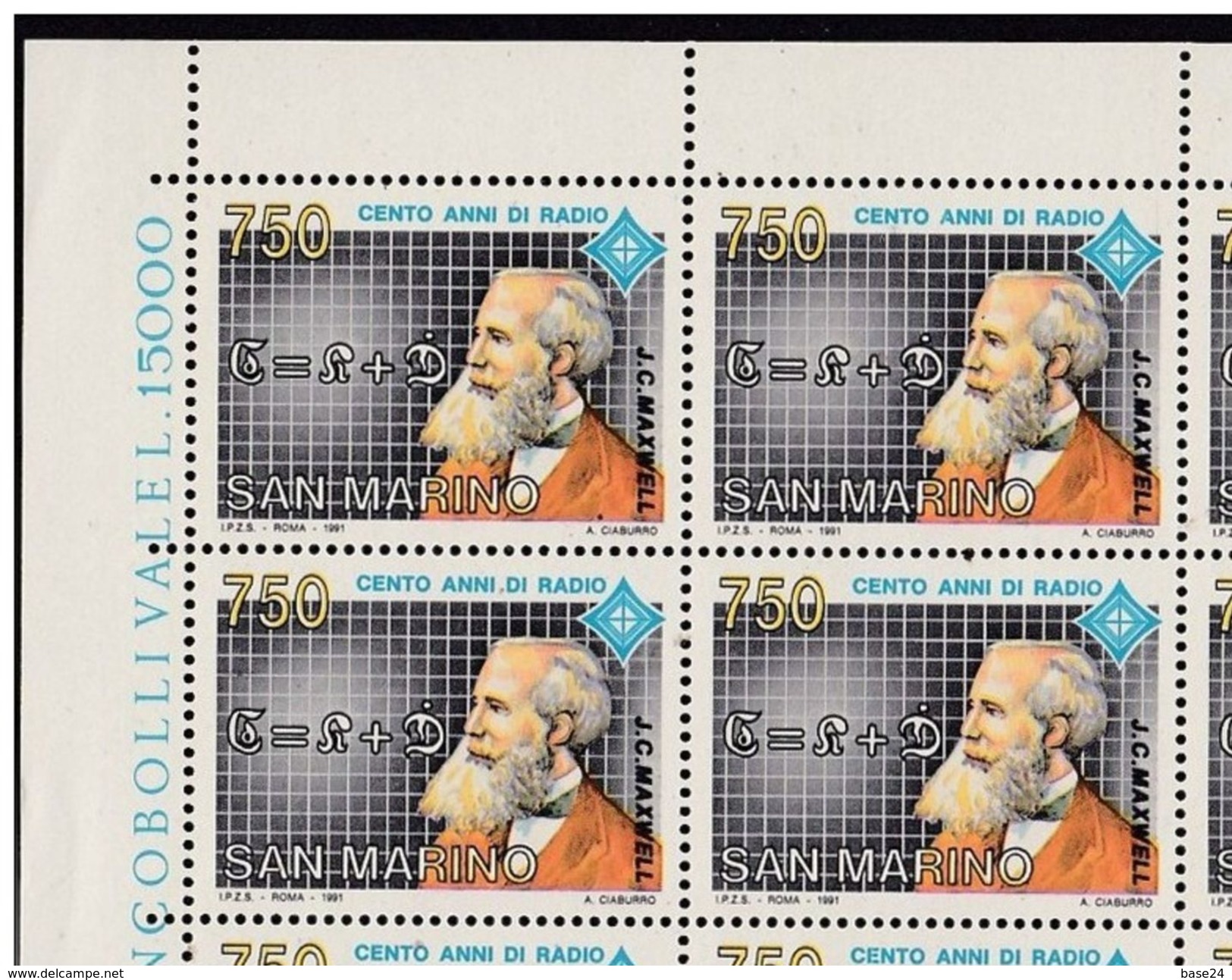 1991 San Marino Saint Marin 100° DELLA RADIO, MAXWELL 20 Serie In Foglio MNH** - Physics