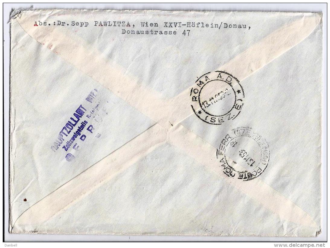 MG21) AUSTRIA 1953 - FLUGPOST BIRDS Raccomandata AEREA Viaggiata Per Roma - Covers & Documents