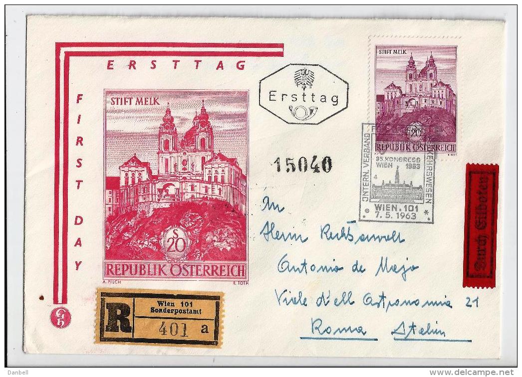 MG38) AUSTRIA 1963 -FDC Raccomandata Viaggiata Su Roma STIFT MELK - Covers & Documents