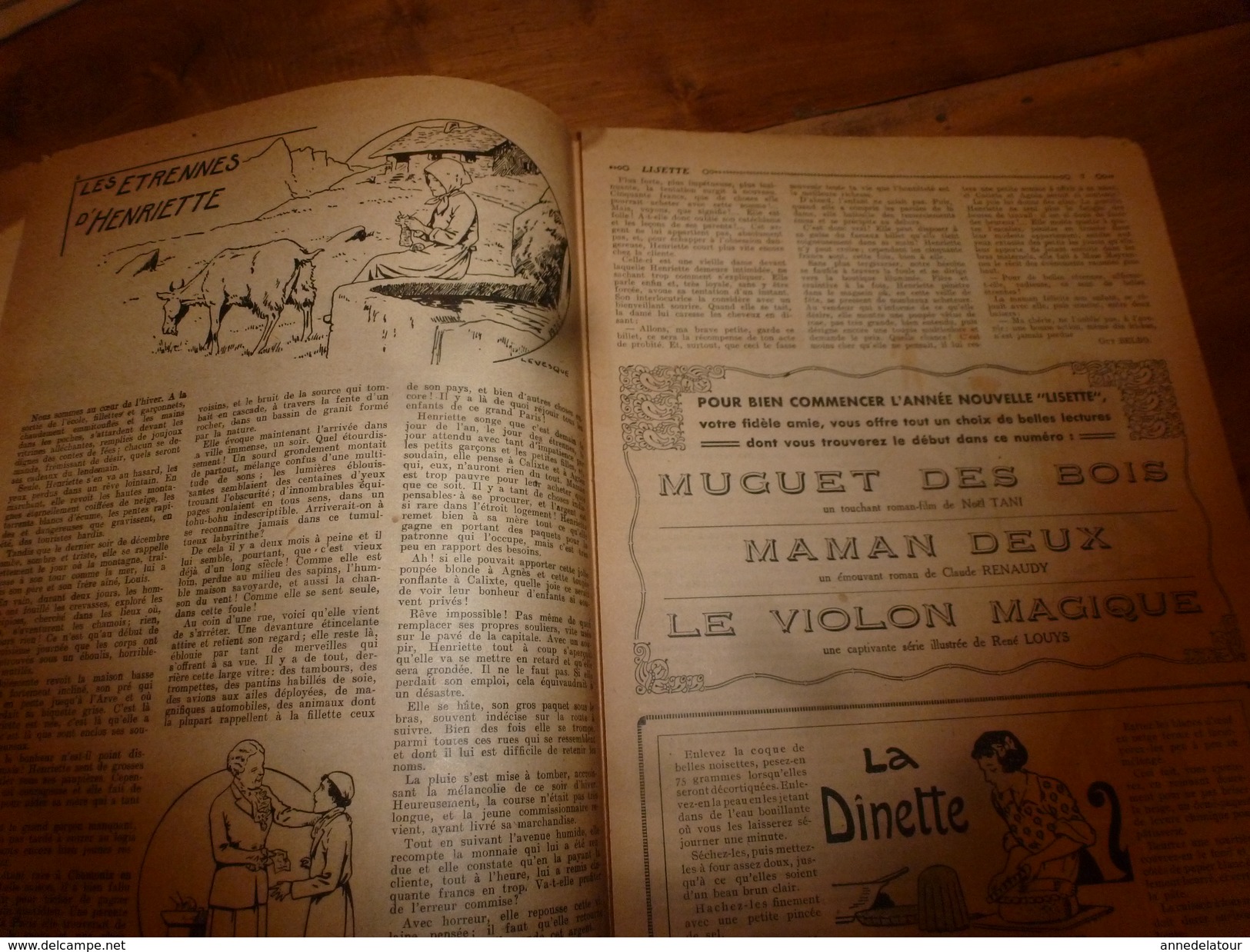 1937 LISETTE ---->Le Violon Magique D'Huguette Vorel (texte Et Dessins De René Louys); Etc - Lisette