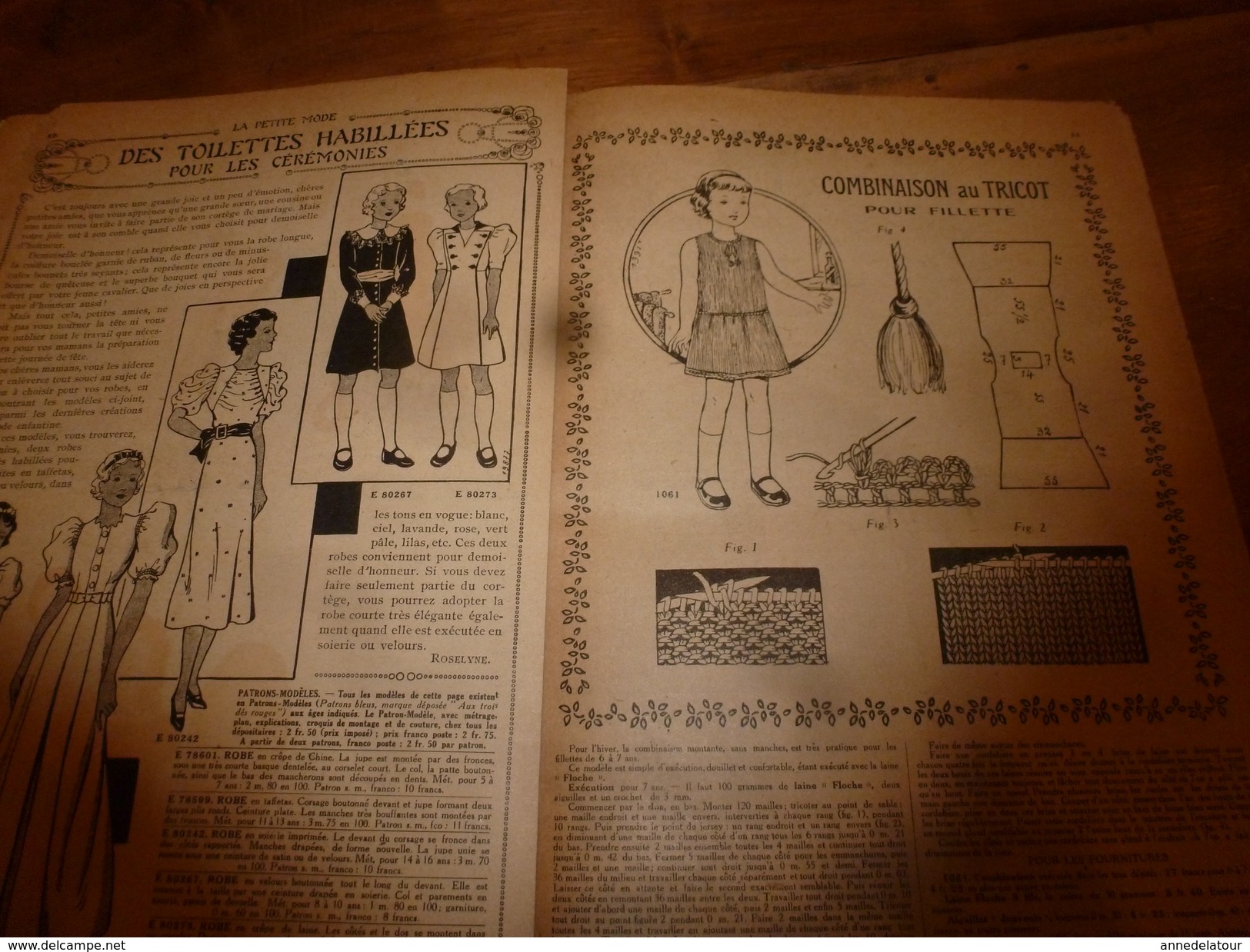 1937 LISETTE:Le violon magique d'Huguette Vorel (texte et dessins de René Louys);Combinaison au tricot pour fillette;etc