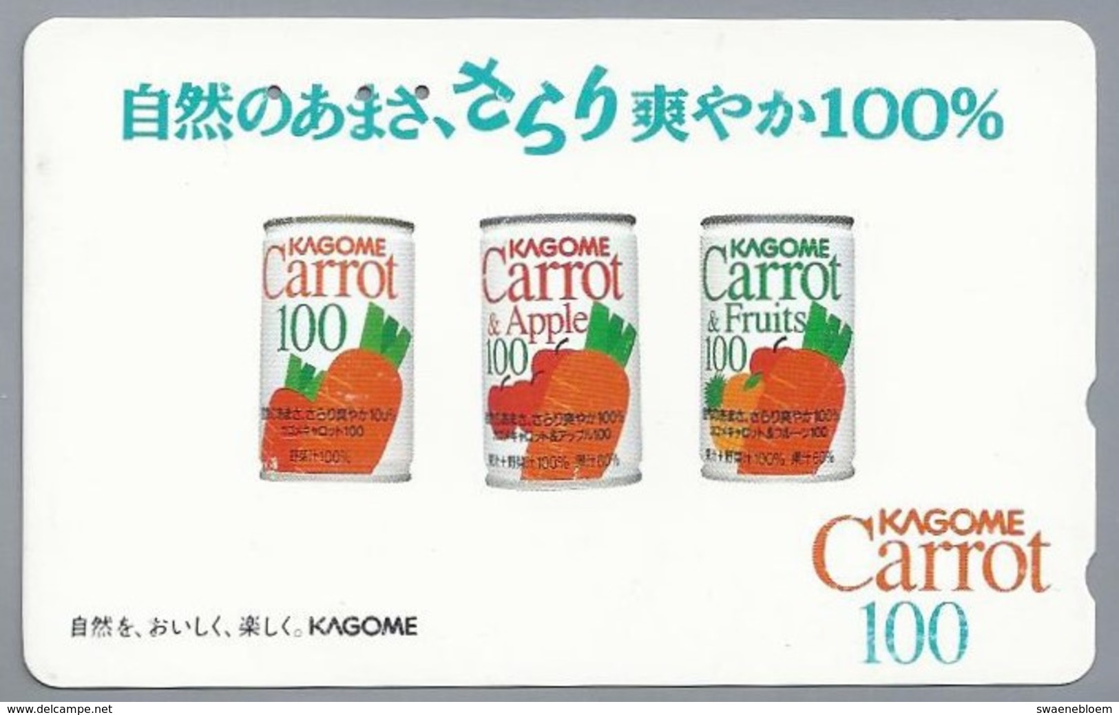 JP.- Japan, Telefoonkaart. Telecarte Japon. NTT. TELEPHONE CARD. KAGOME CARROT 100. Apple. Fruits. 2 Scans. - Alimentation
