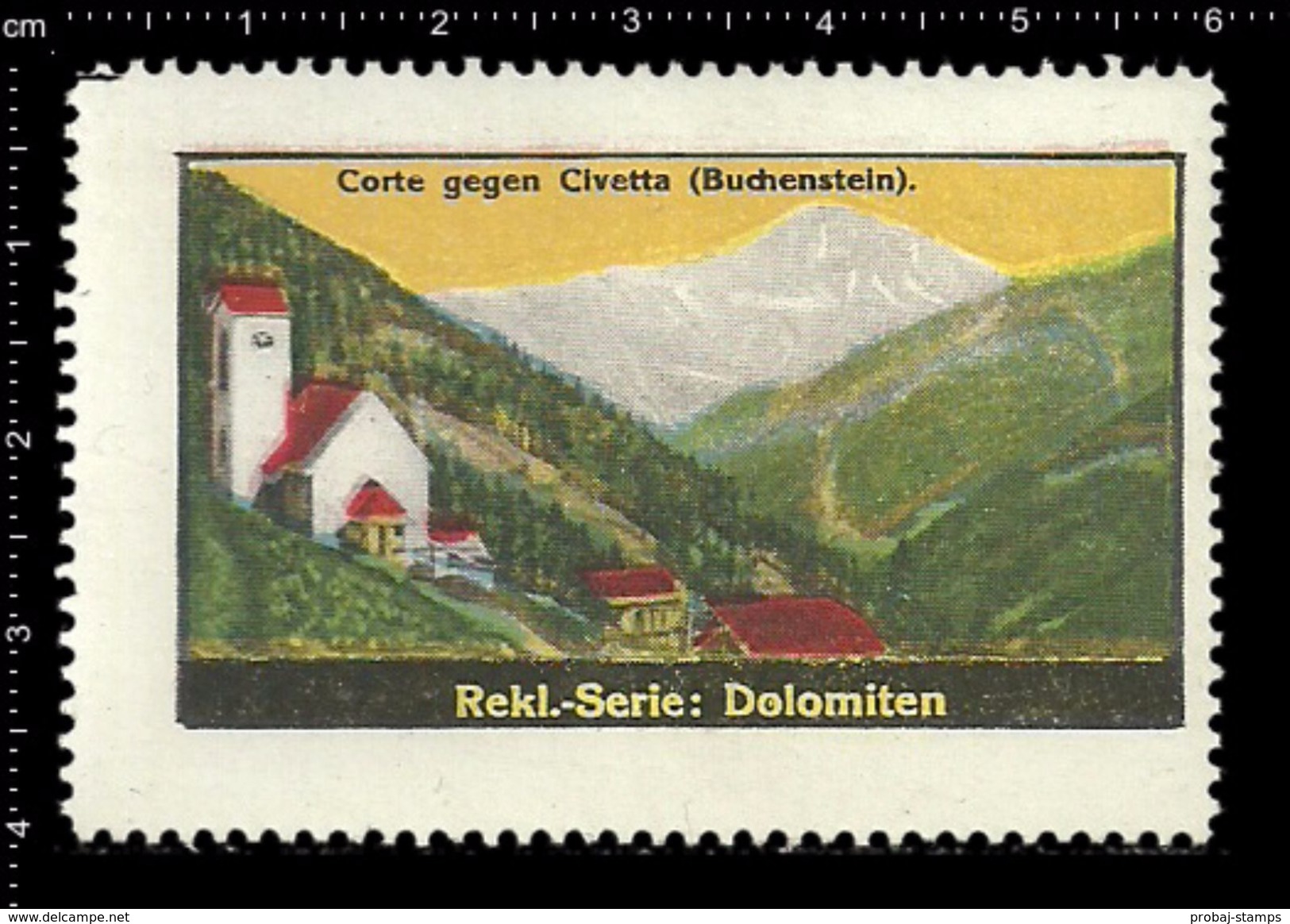 German Poster Stamp, Reklamemarke, Cinderellas, Italy, Dolomiten, Dolomites, Gebirge, Mountain Range, Berg, - Cinderellas