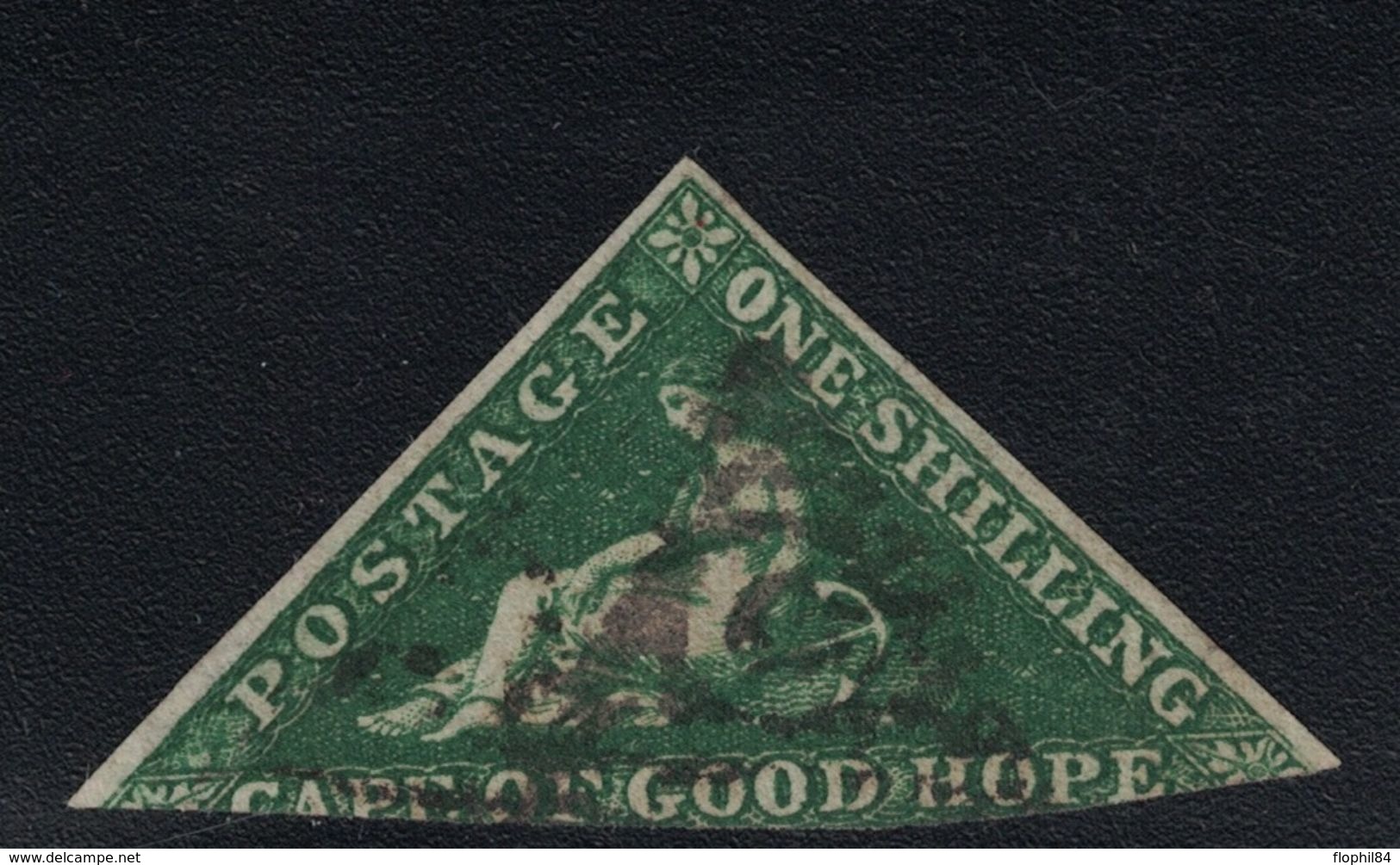 CAP DE BONNE-ESPERANCE - TRIANGULAIRE - N°6 - 1S VERT  SIGNATURE CALVES - COTE 750€ - TIMBRE COURT  (R). - Capo Di Buona Speranza (1853-1904)