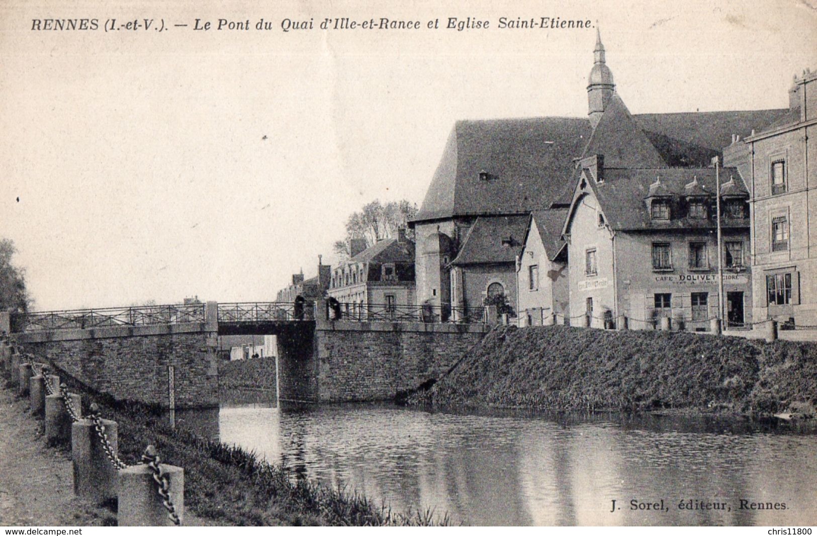 CPA Peu Fréquente - 35 - RENNES - Le Pont Du Quai D'Ille-et-Rance Et Eglise Saint-Etienne - J. Sorel, Editeur - Rennes