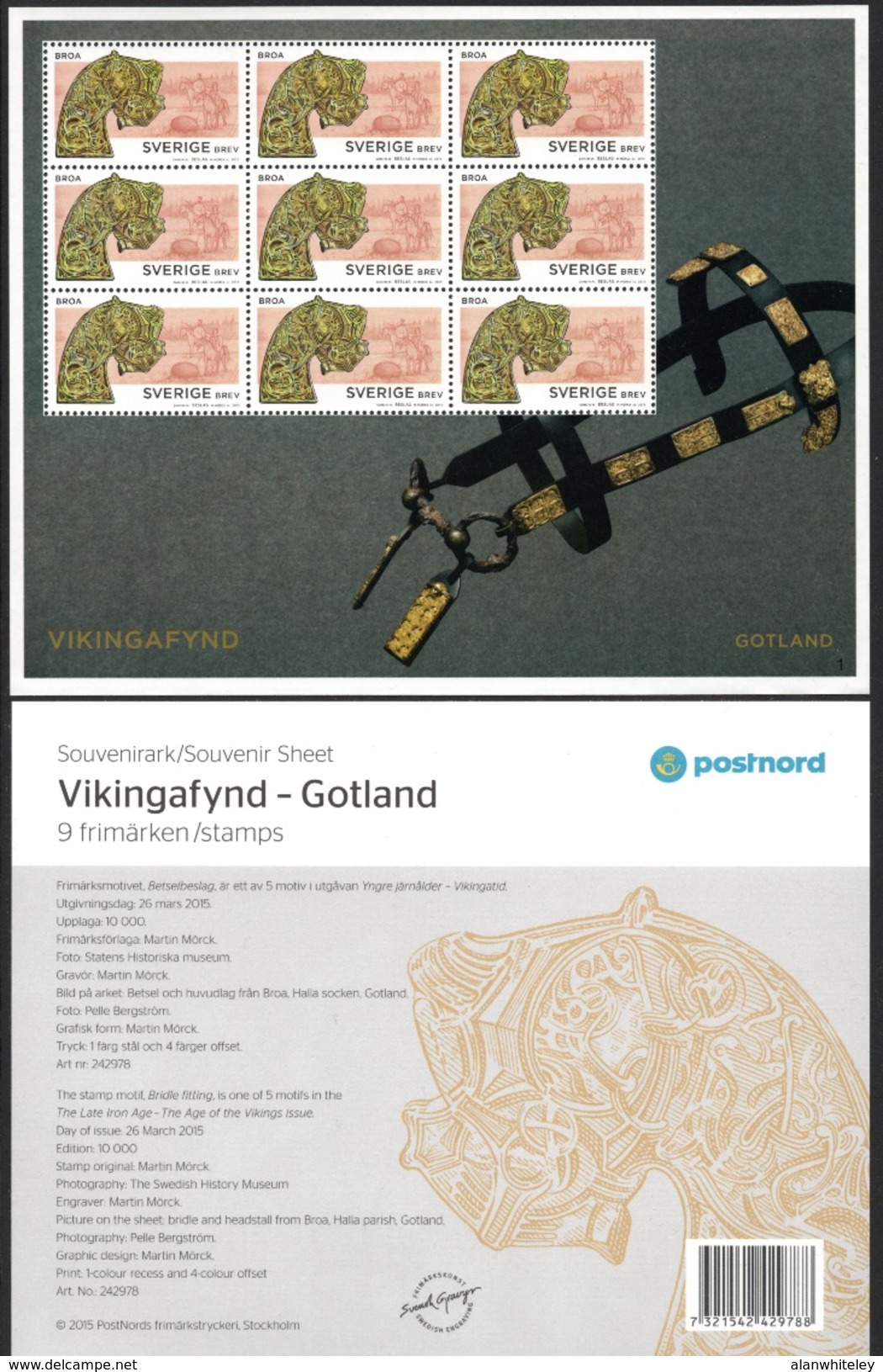 SWEDEN 2015 Viking Art: Souvenir Sheet UM/MNH - Blocks & Sheetlets