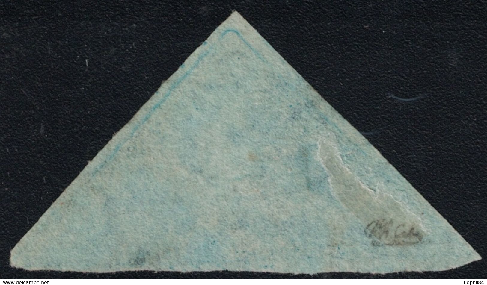 CAP DE BONNE-ESPERANCE - TRIANGULAIRE - N°2 - 4p BLEU SIGNATURE CALVES - COTE 150€ - TIMBRE COURT D'UN COTE (R). - Kaap De Goede Hoop (1853-1904)