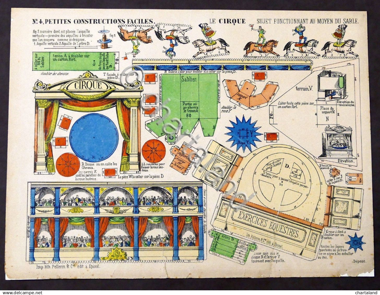 Gioco Costruzione - Petites Constructions N° 4 - Le Cirque - Epinal - 1900 Ca. - Giocattoli Antichi