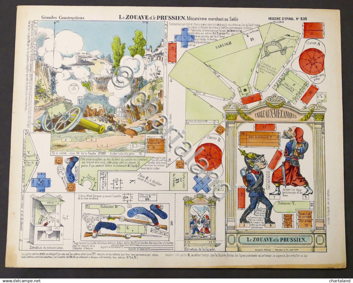 Gioco Costruzione - Imagerie D'Epinal N° 535 Le Zouave Et Le Prussien - 1900 Ca. - Giocattoli Antichi