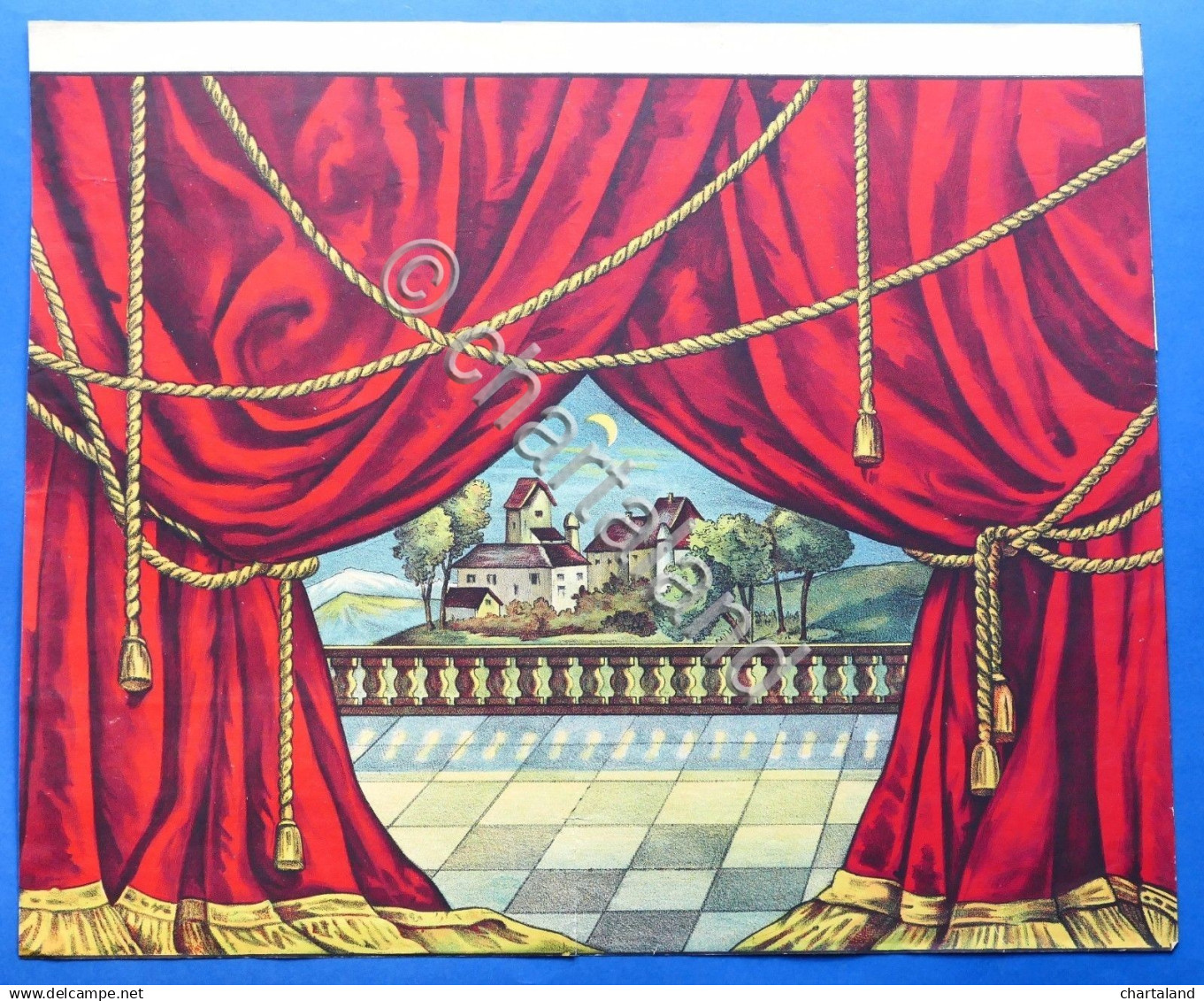 Gioco Vintage Di Carta - Sfondo Teatro Paesaggio Marionette Burattini - 1930 Ca. - Giocattoli Antichi