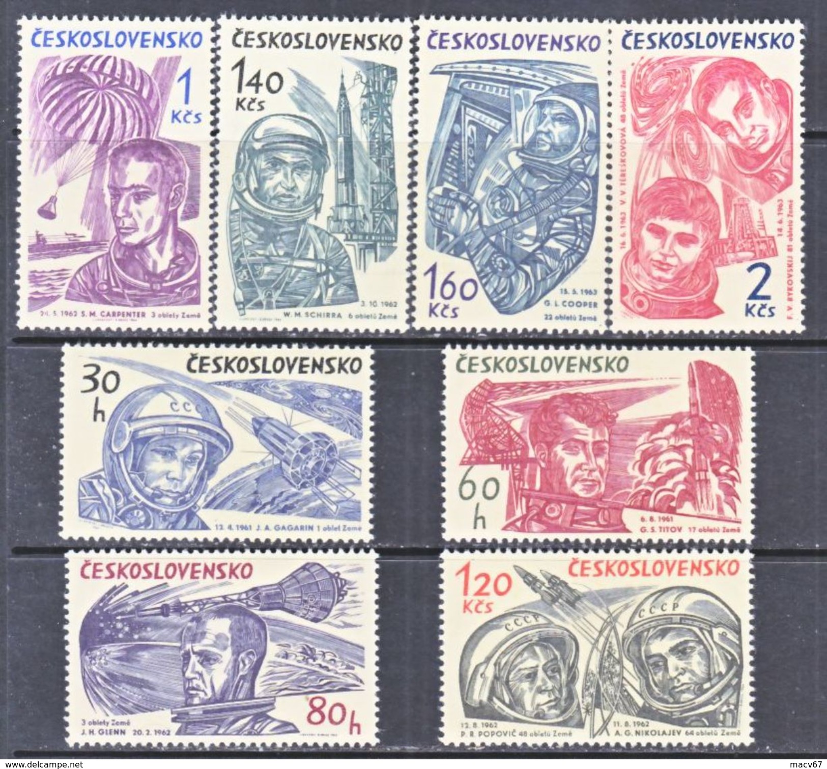 CZECHOSLOVAKIA  1233-40   **   SPACE   ASTRONAUTS - Europa