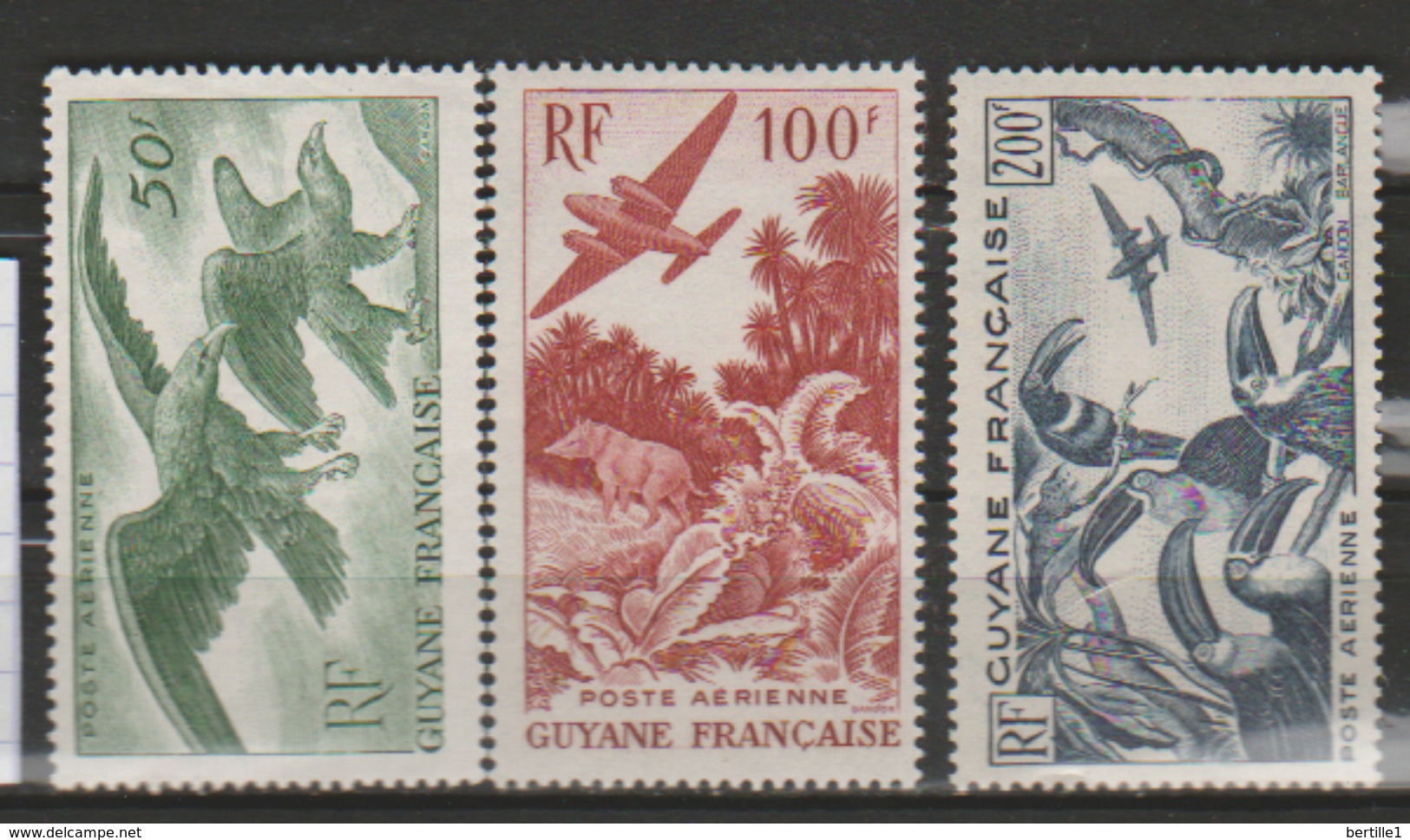 GUYANE          N° YVERT  :   PA  35/37  NEUF SANS  CHARNIERE        ( N   1470  ) - Unused Stamps