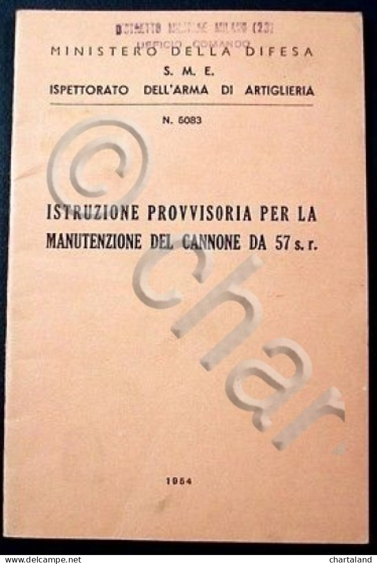 Militaria Addestramento Manutenzione Cannone 1952 - Documenti