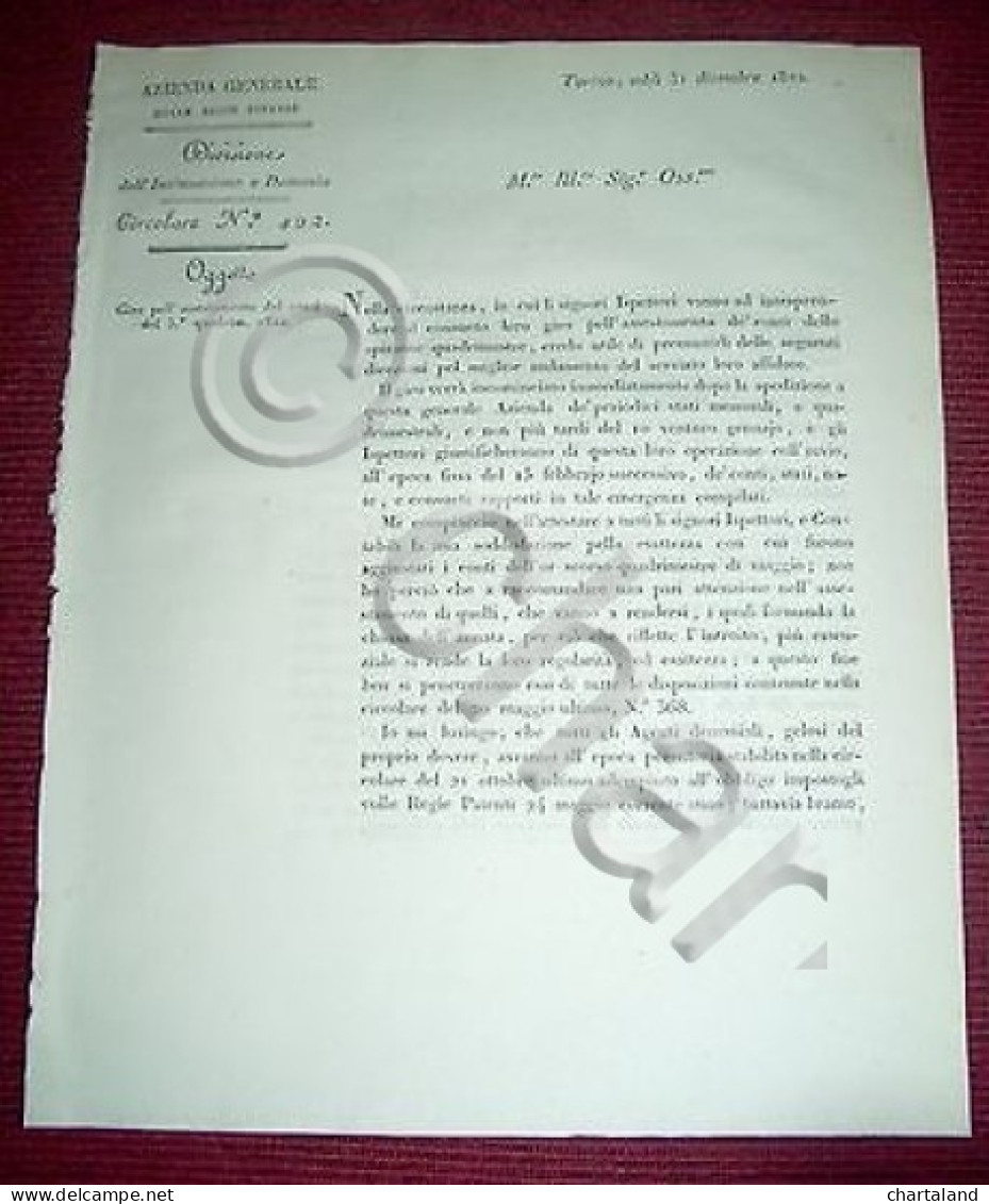 Regno Sardegna Savoia Torino Circolare Assestamento Conti 1822 - Non Classificati