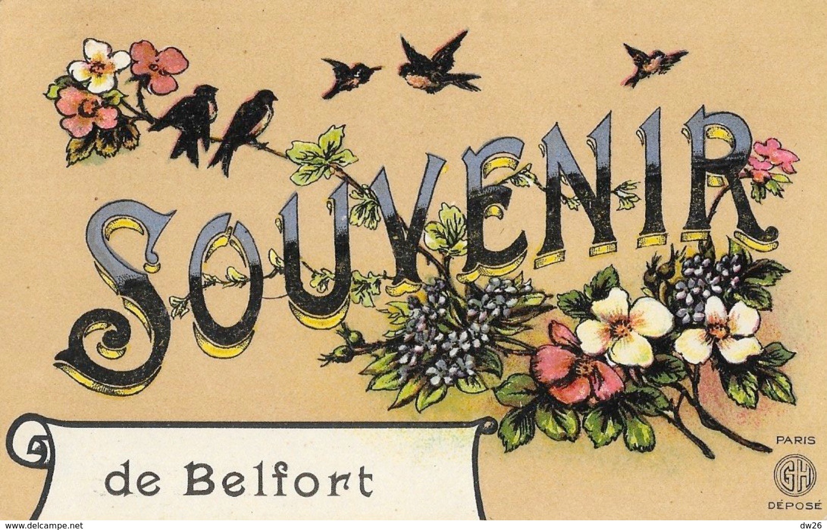 Souvenir De Belfort - Fleurs, Oiseaux - Carte GH Non Circulée - Souvenir De...